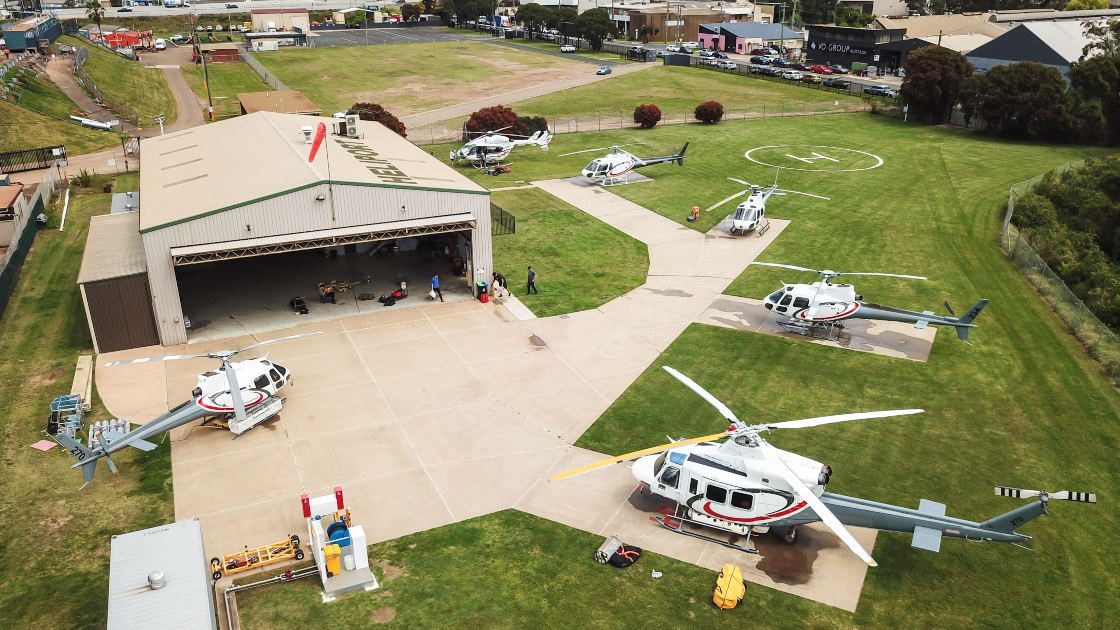 Different types of helicopters used around Alpine